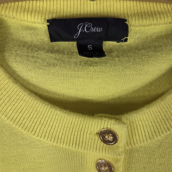 J. Crew Yellow Cardigan Sweater Size S Long Sleeve Button Up Crew Neck Cotton - Picture 11 of 15